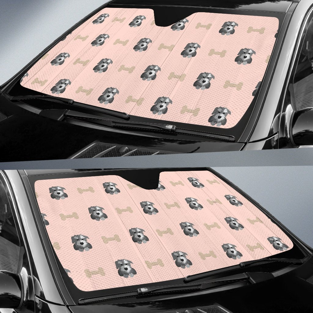 Dog Puppy Schnauzer Pattern Print Car Sun Shade-grizzshop