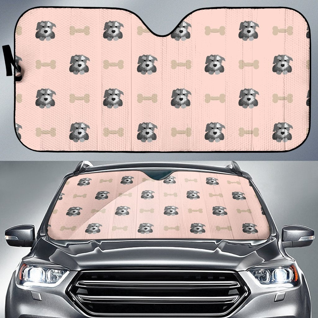 Dog Puppy Schnauzer Pattern Print Car Sun Shade-grizzshop