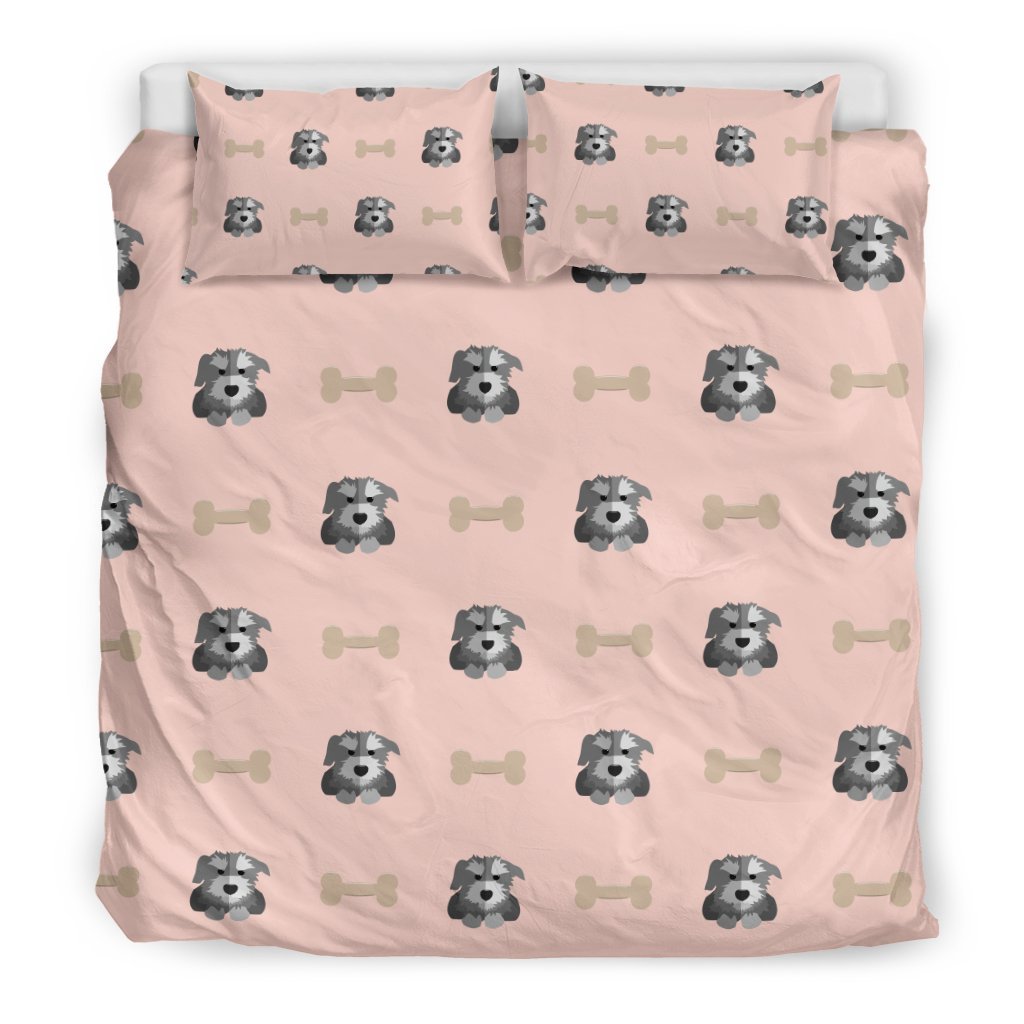 Dog Puppy Schnauzer Pattern Print Duvet Cover Bedding Set-grizzshop