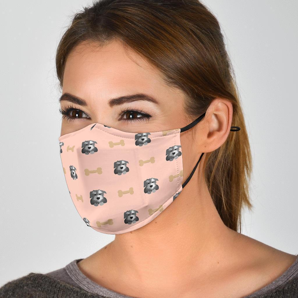 Dog Puppy Schnauzer Pattern Print Face Mask-grizzshop