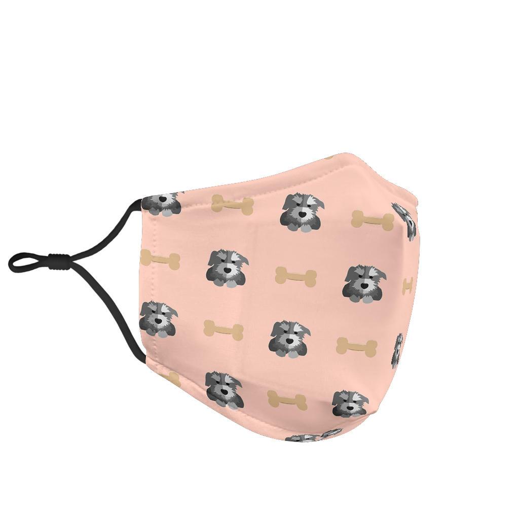 Dog Puppy Schnauzer Pattern Print Face Mask-grizzshop