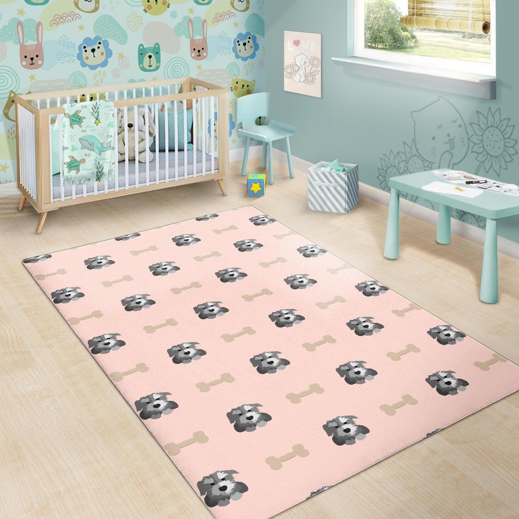 Dog Puppy Schnauzer Pattern Print Floor Mat-grizzshop