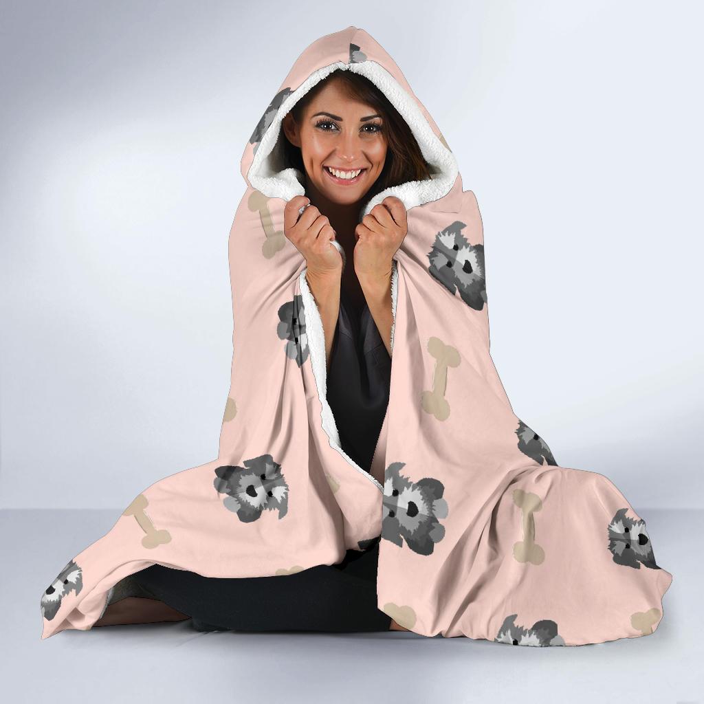 Dog Puppy Schnauzer Pattern Print Hooded Blanket-grizzshop