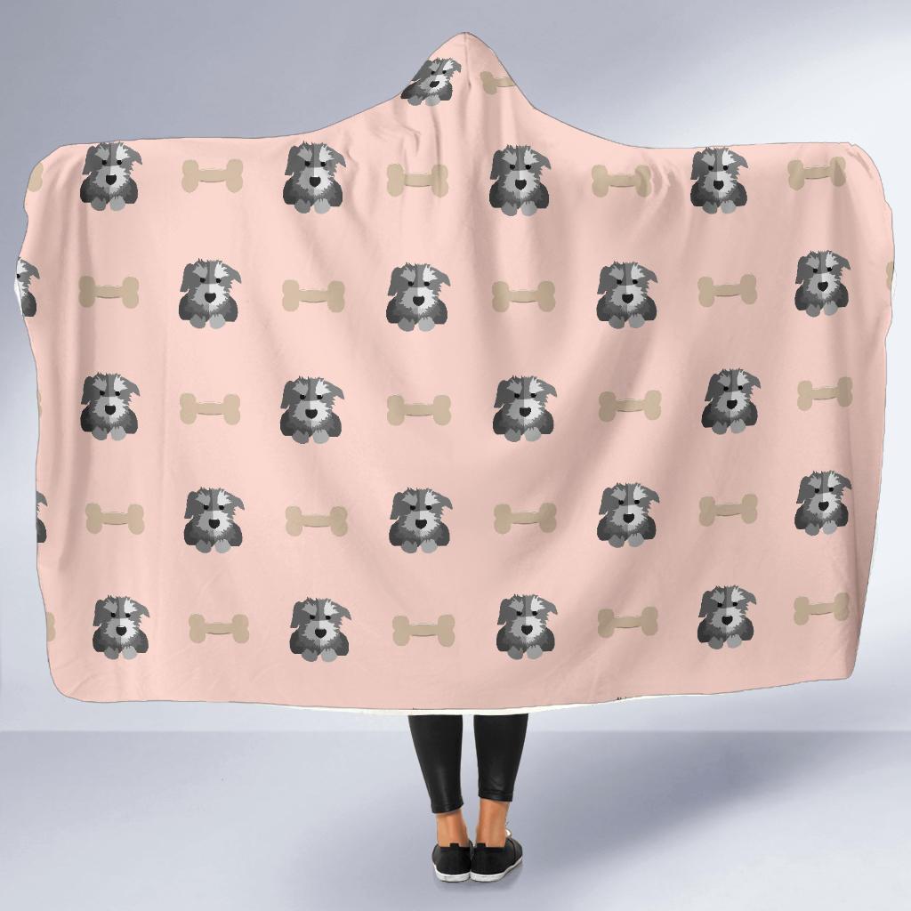 Dog Puppy Schnauzer Pattern Print Hooded Blanket-grizzshop