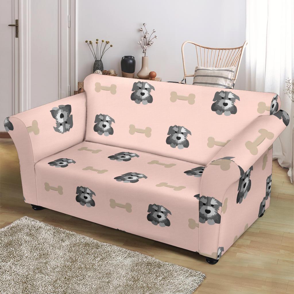 Dog Puppy Schnauzer Pattern Print Loveseat Cover-grizzshop