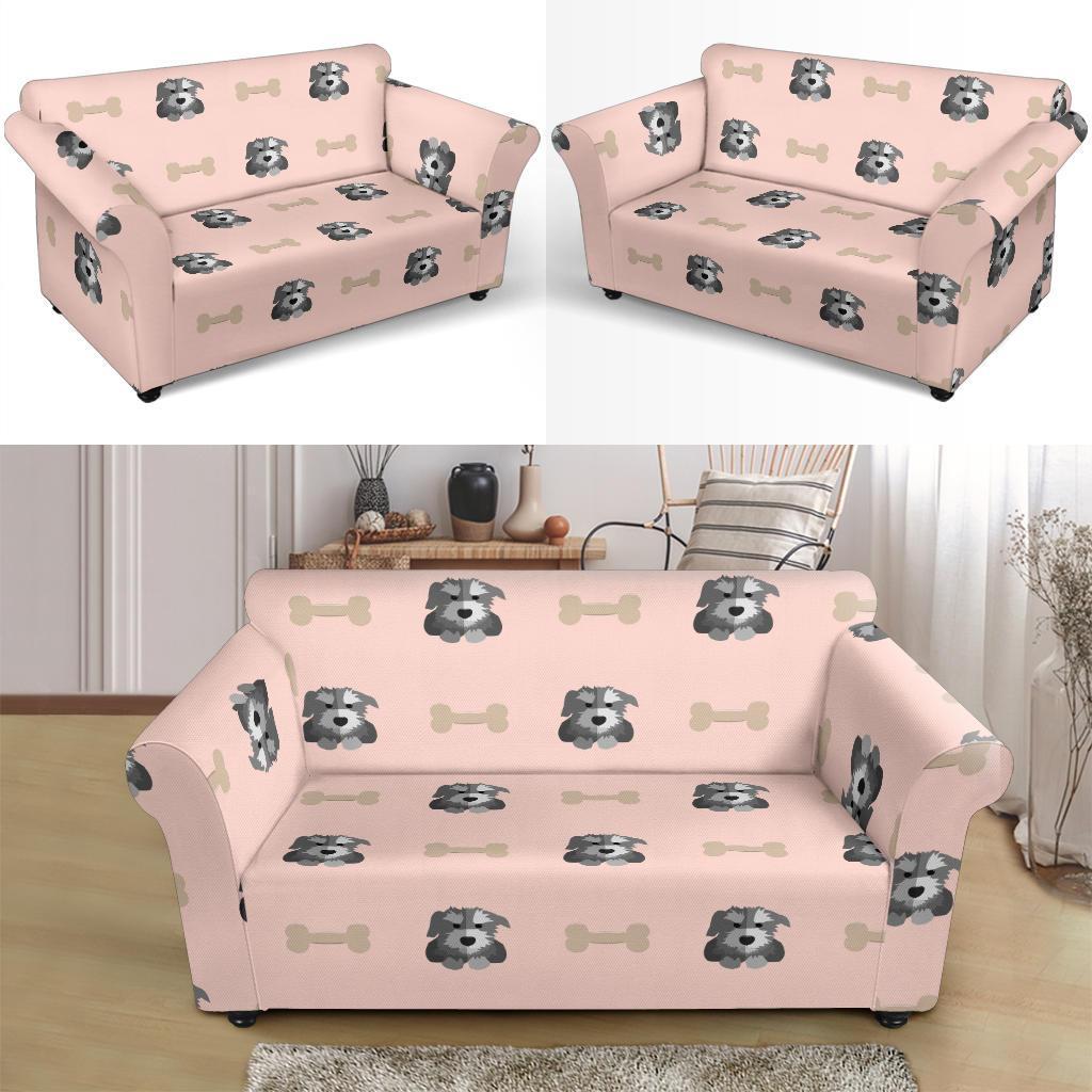 Dog Puppy Schnauzer Pattern Print Loveseat Cover-grizzshop