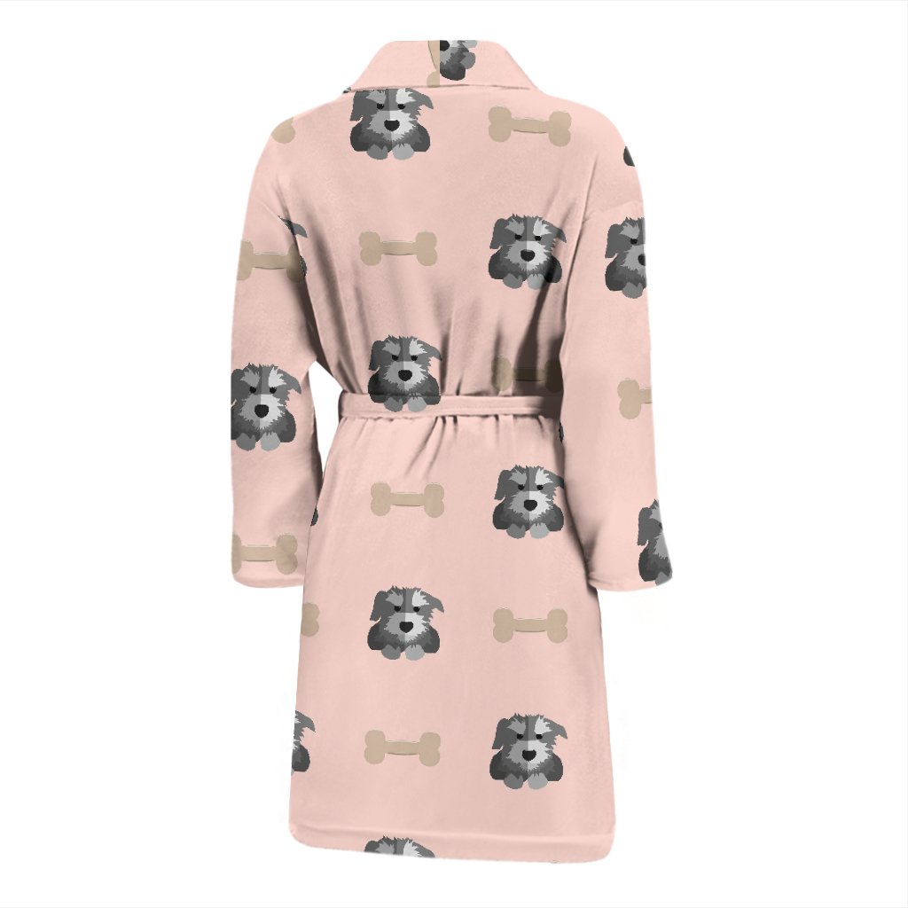 Dog Puppy Schnauzer Pattern Print Men Long Robe-grizzshop