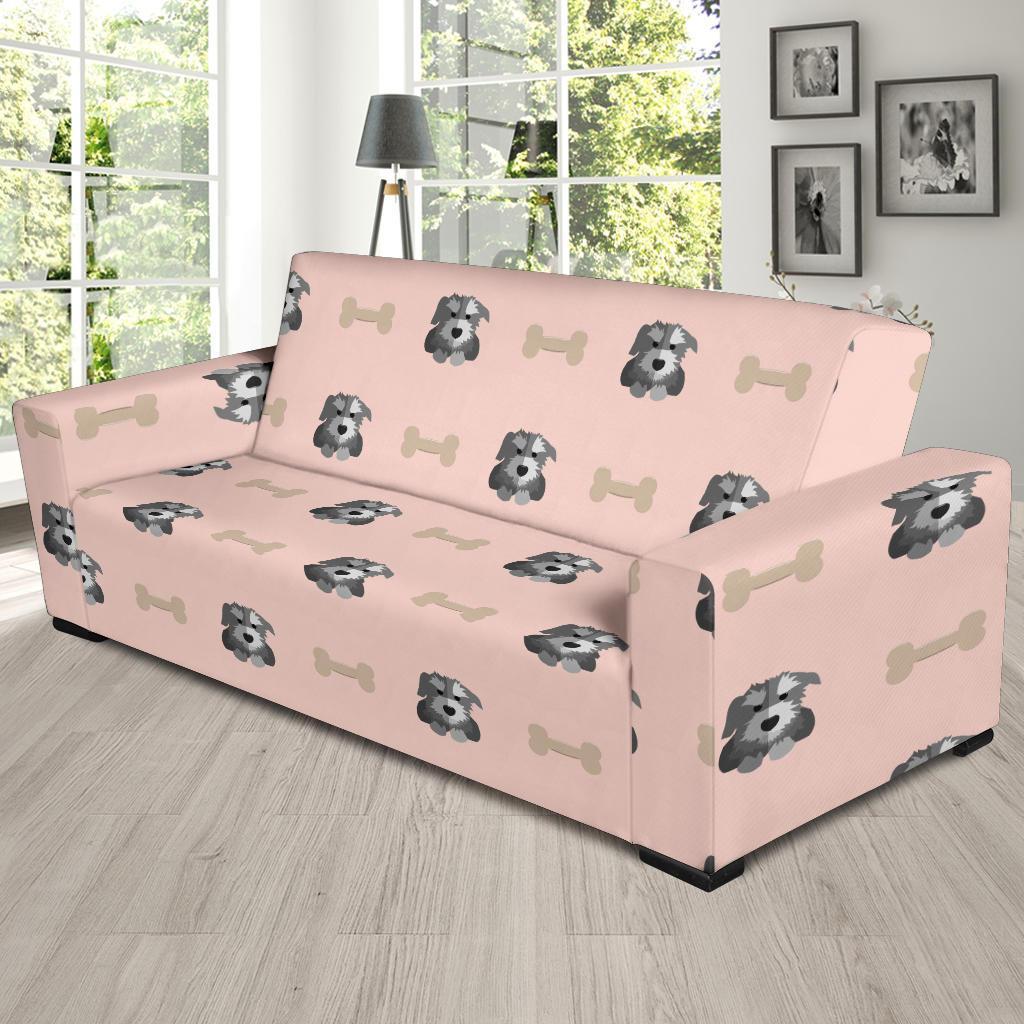 Dog Puppy Schnauzer Pattern Print Sofa Covers-grizzshop