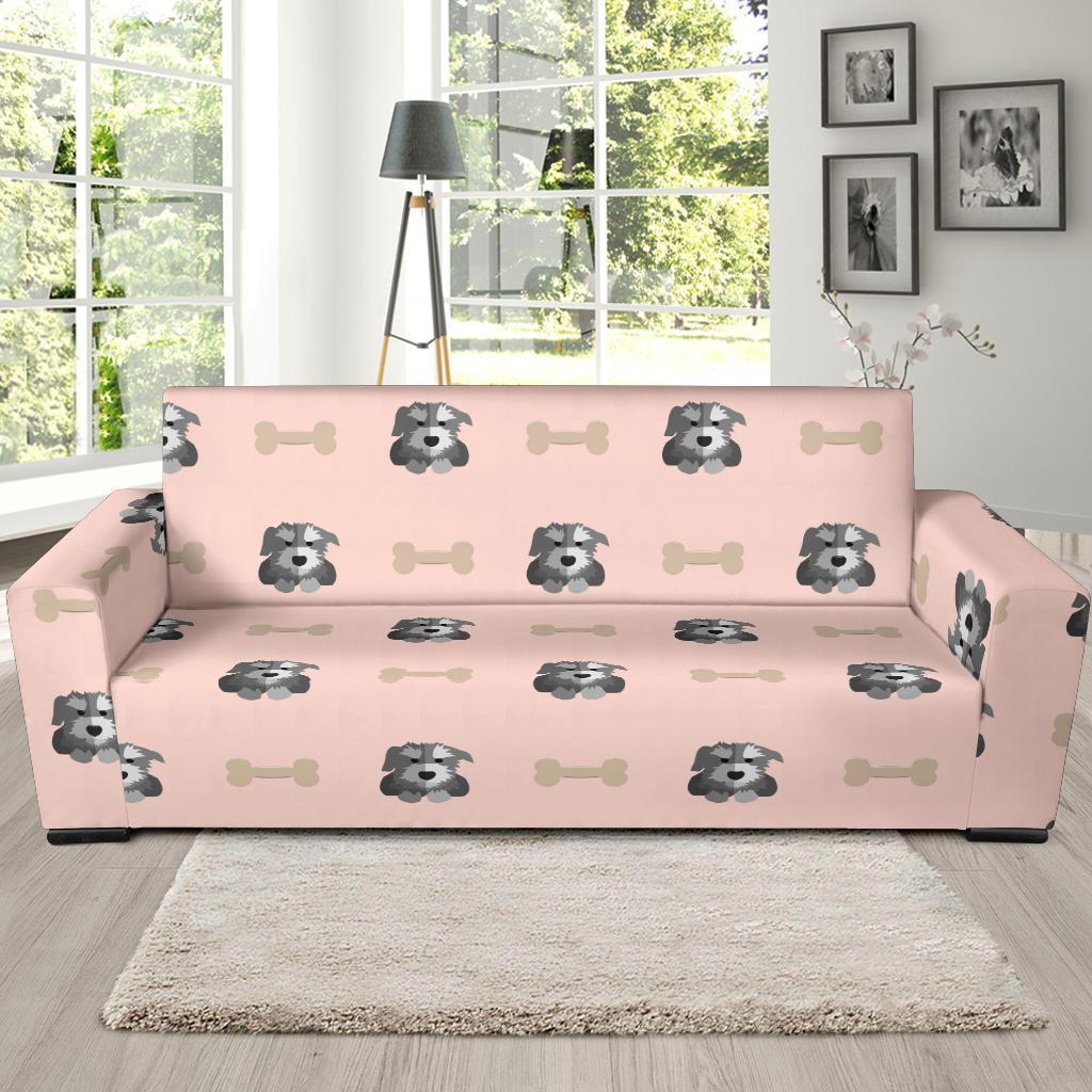 Dog Puppy Schnauzer Pattern Print Sofa Covers-grizzshop