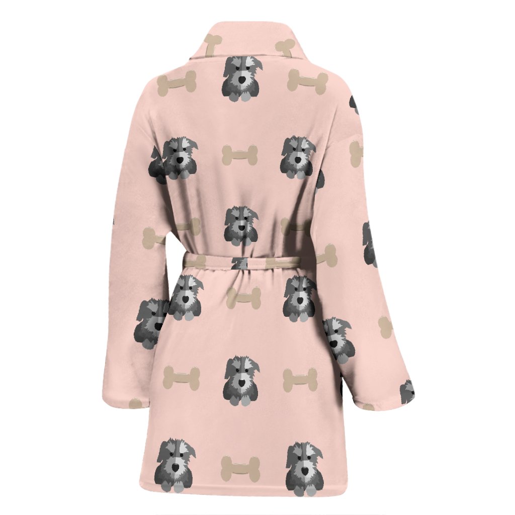 Dog Puppy Schnauzer Pattern Print Women Long Robe-grizzshop