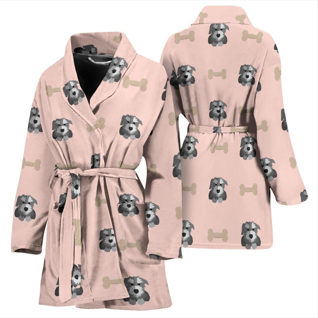 Dog Puppy Schnauzer Pattern Print Women Long Robe-grizzshop