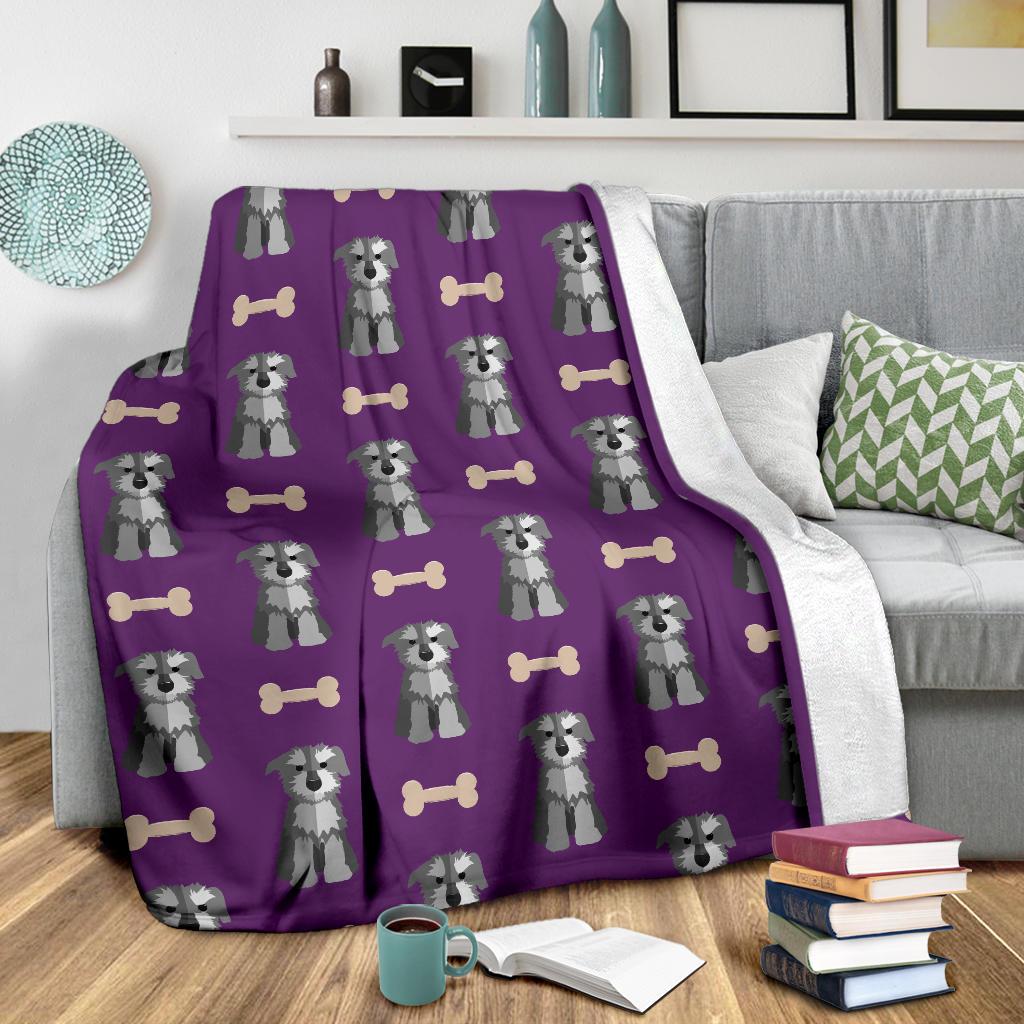 Dog Puppy Schnauzer Print Pattern Blanket-grizzshop