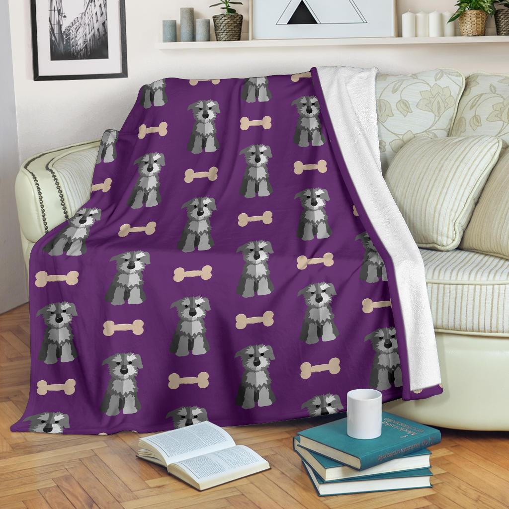 Dog Puppy Schnauzer Print Pattern Blanket-grizzshop