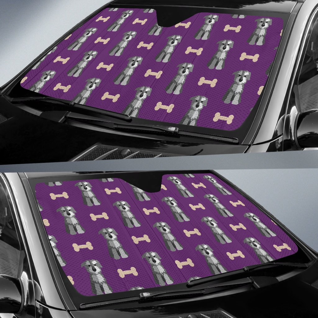 Dog Puppy Schnauzer Print Pattern Car Sun Shade-grizzshop