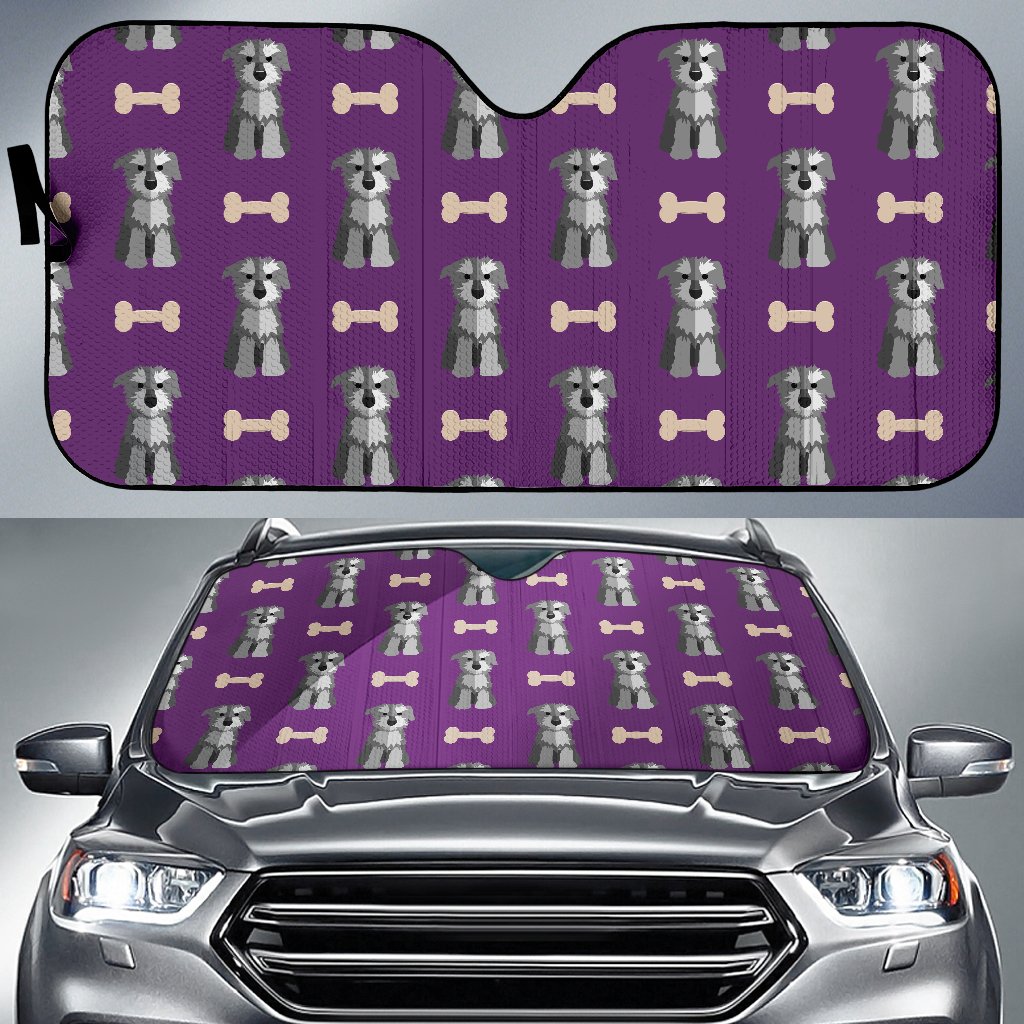 Dog Puppy Schnauzer Print Pattern Car Sun Shade-grizzshop