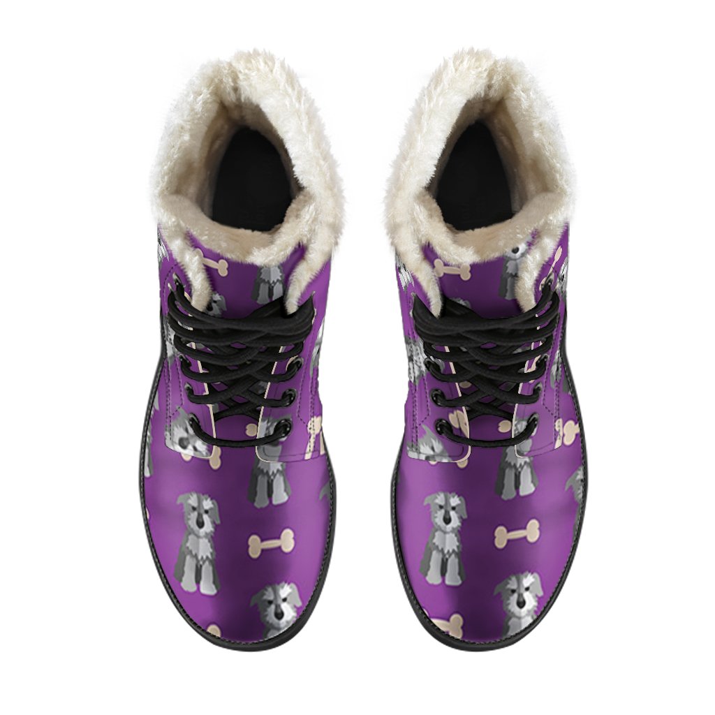 Dog Puppy Schnauzer Print Pattern Comfy Winter Boots-grizzshop