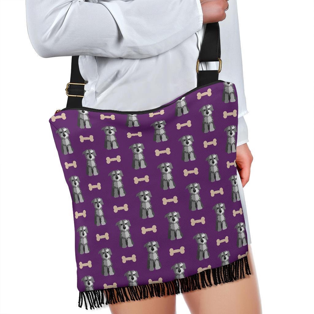 Dog Puppy Schnauzer Print Pattern Crossbody Bags-grizzshop