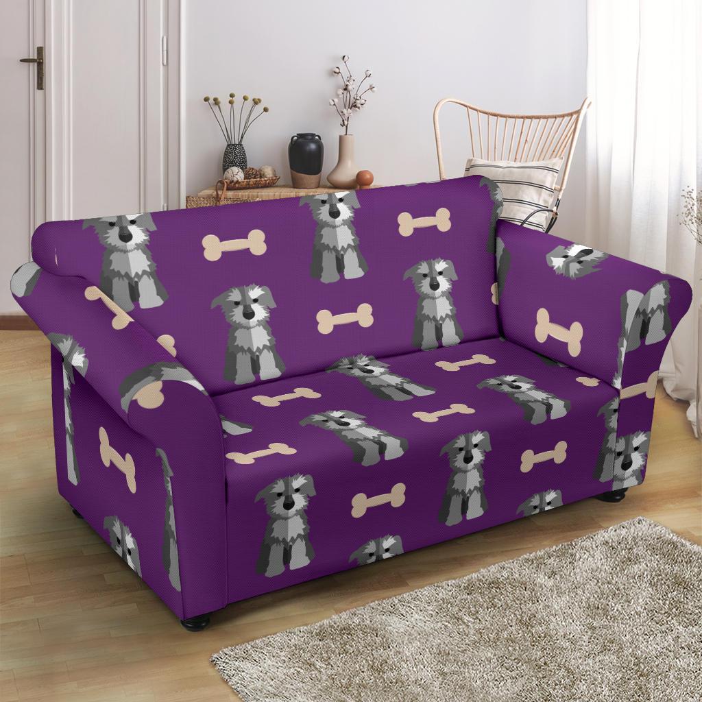 Dog Puppy Schnauzer Print Pattern Loveseat Cover-grizzshop