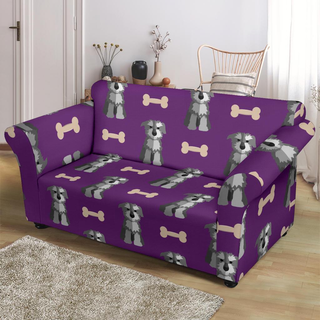 Dog Puppy Schnauzer Print Pattern Loveseat Cover-grizzshop