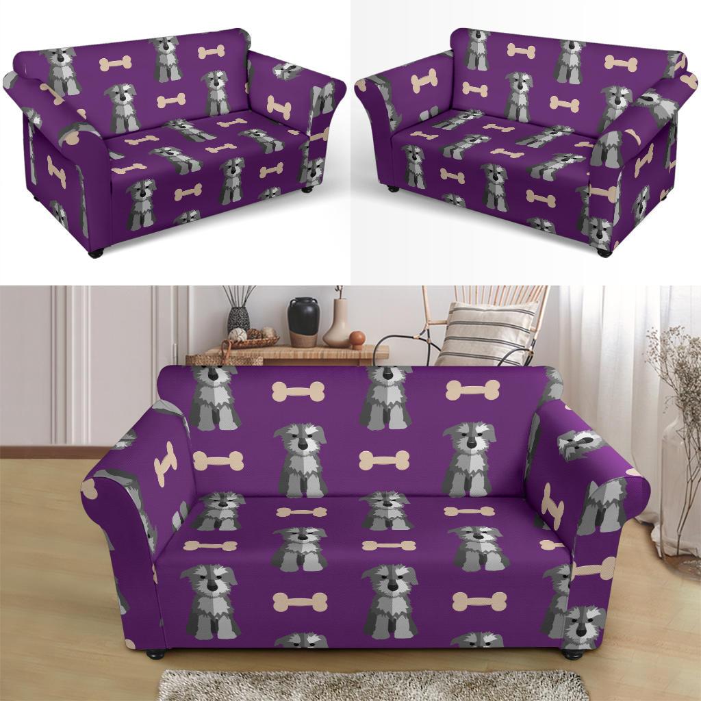 Dog Puppy Schnauzer Print Pattern Loveseat Cover-grizzshop