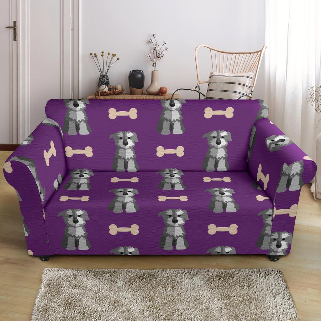 Dog Puppy Schnauzer Print Pattern Loveseat Cover-grizzshop