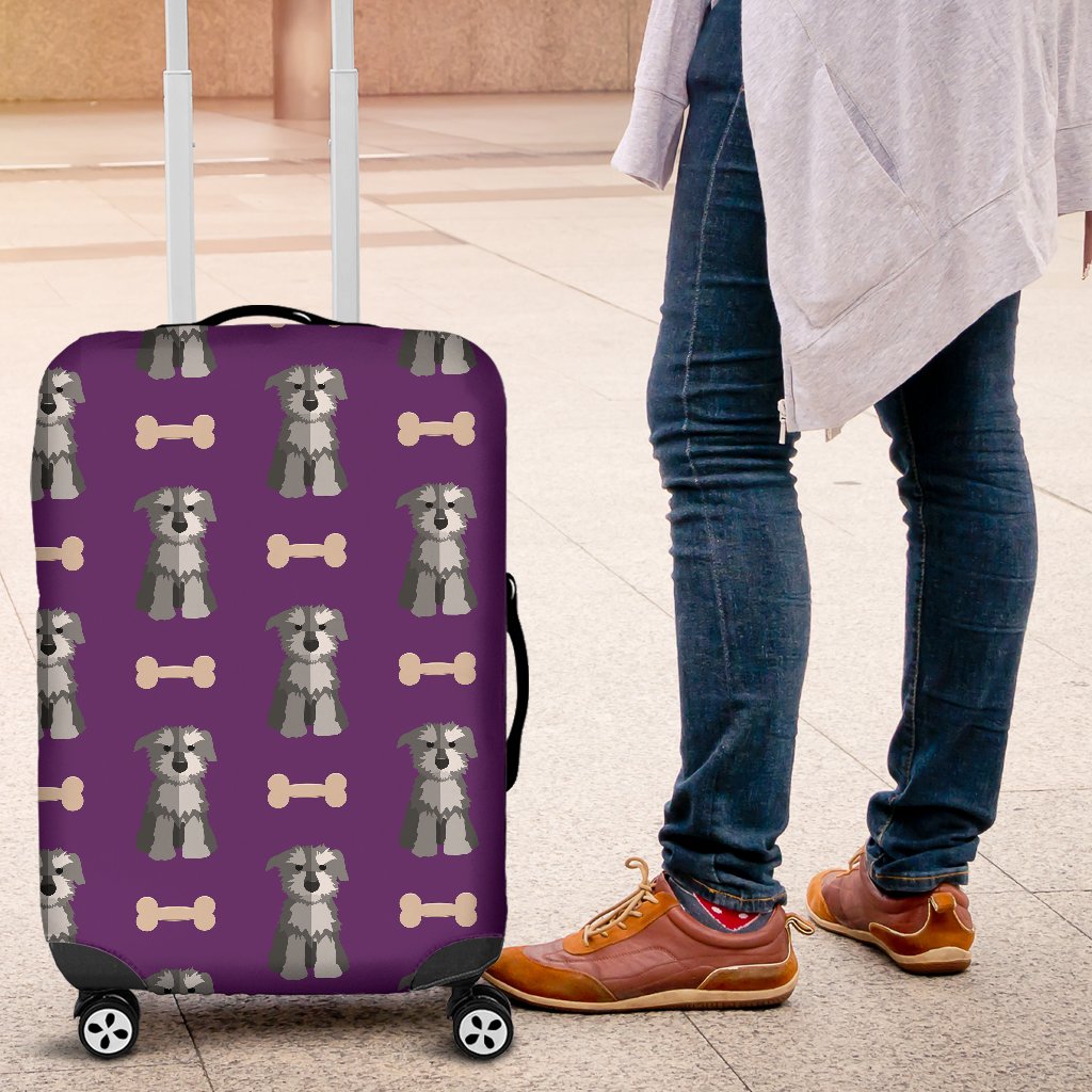 Dog Puppy Schnauzer Print Pattern Luggage Cover Protector-grizzshop