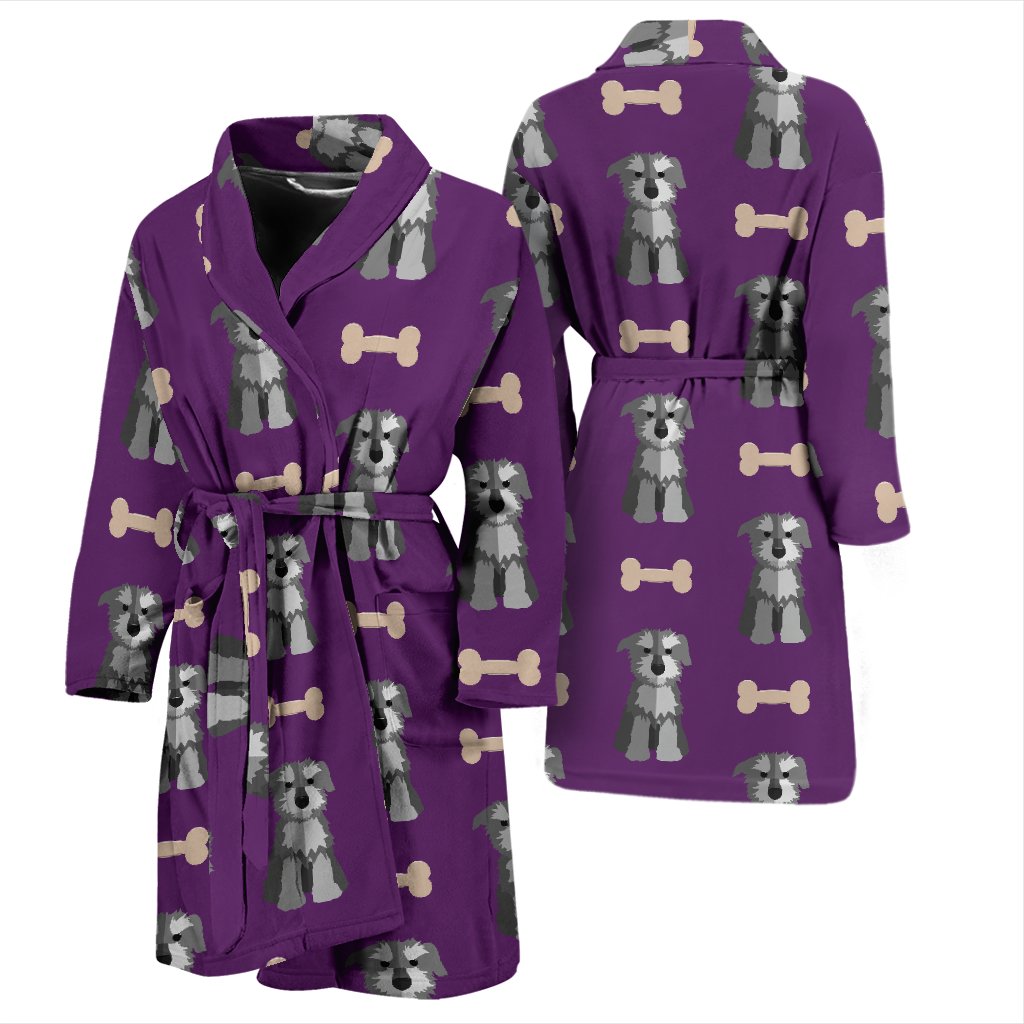 Dog Puppy Schnauzer Print Pattern Men Long Robe-grizzshop