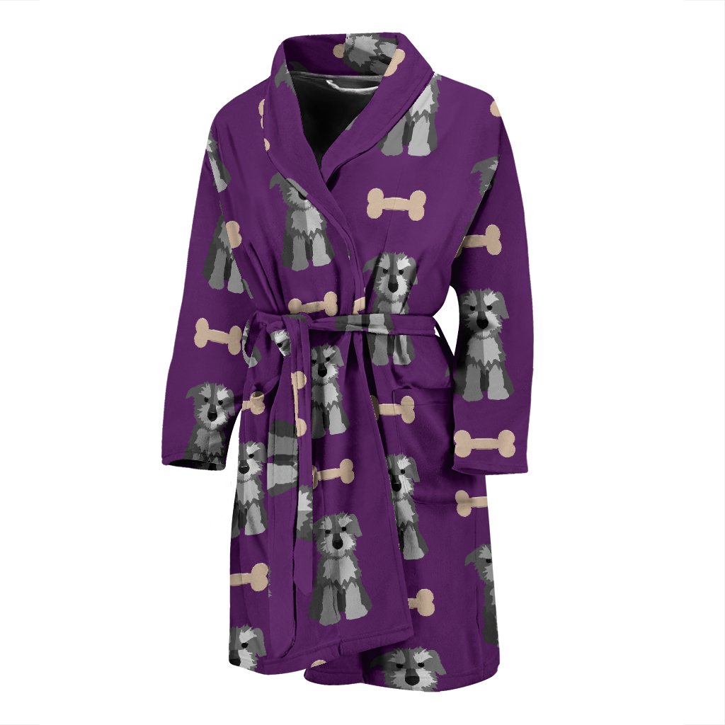 Dog Puppy Schnauzer Print Pattern Men Long Robe-grizzshop