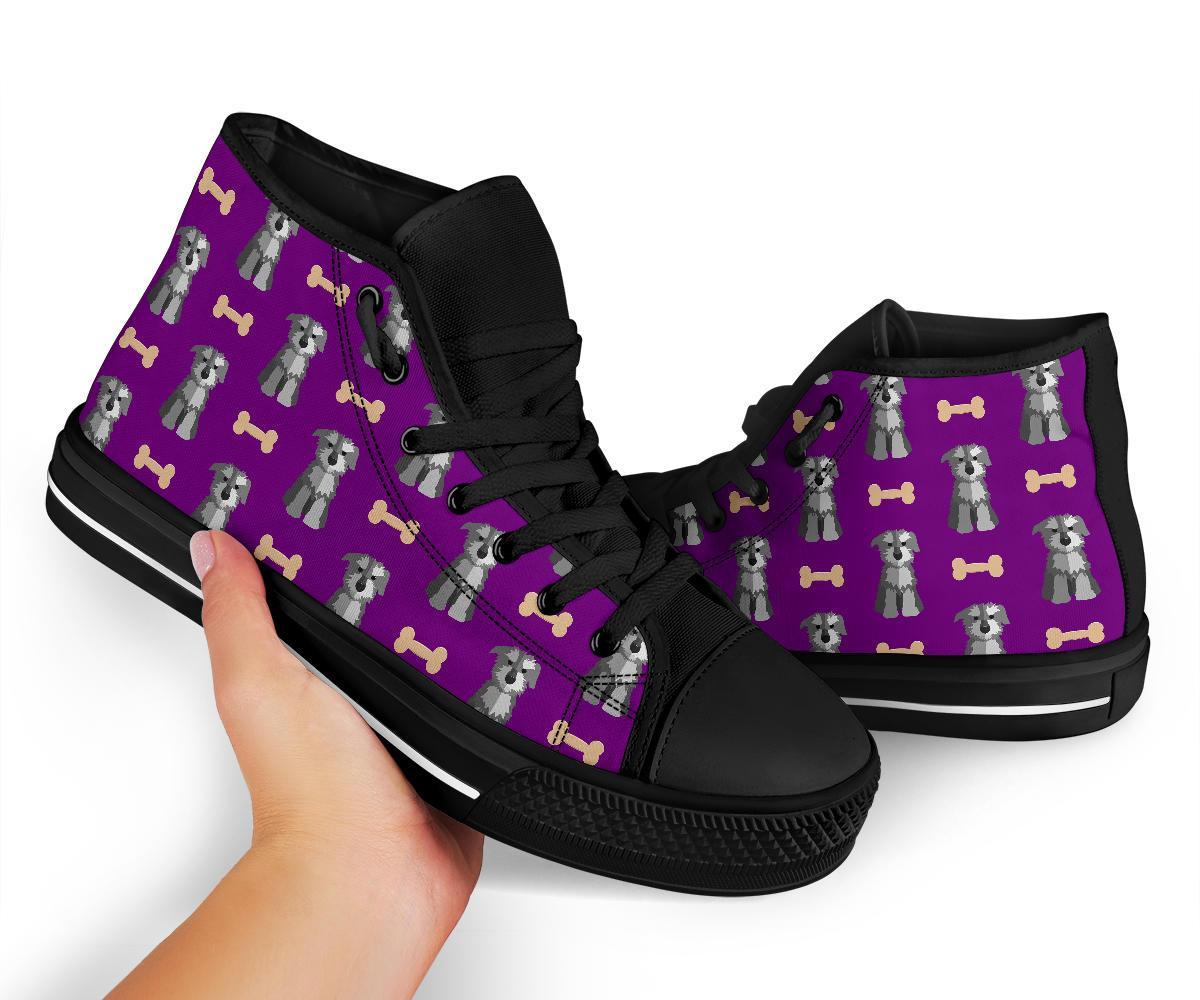 Dog Puppy Schnauzer Print Pattern Men Women's High Top Shoes-grizzshop