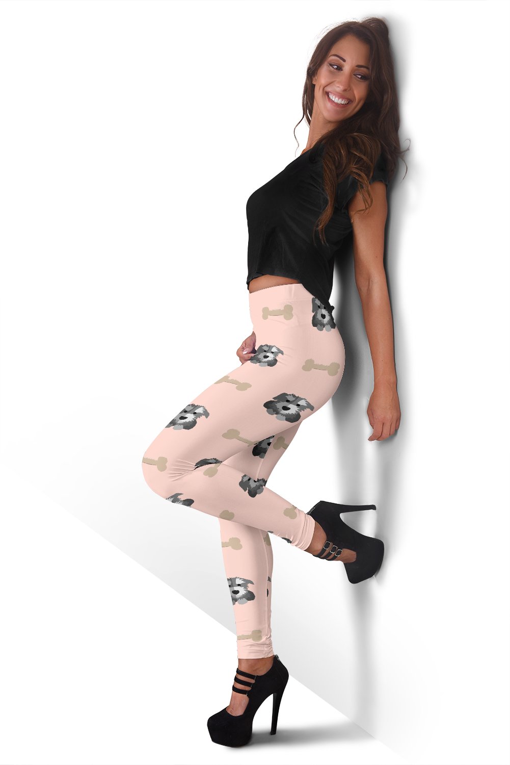 Dog Puppy Schnauzer Print Pattern Women Leggings-grizzshop