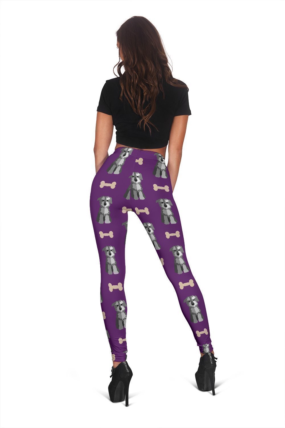 Dog Puppy Schnauzer Print Pattern Women Leggings-grizzshop