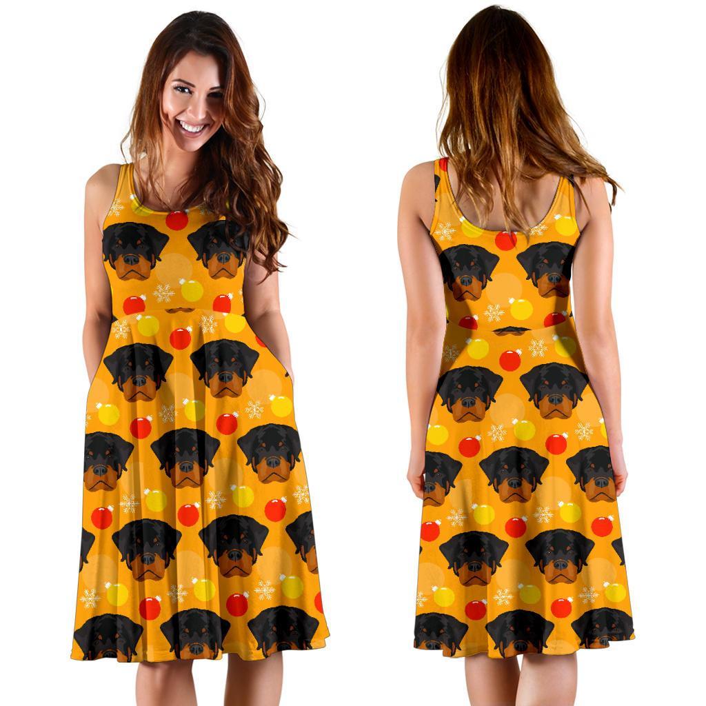 Dog Rottweiler Pattern Print Dress-grizzshop