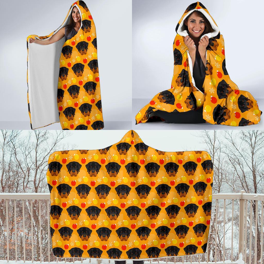 Dog Rottweiler Pattern Print Hooded Blanket-grizzshop