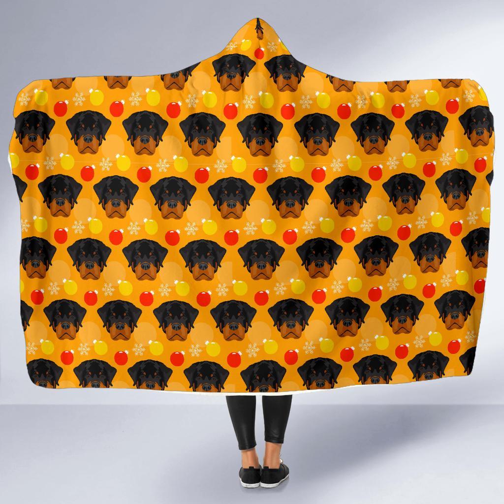 Dog Rottweiler Pattern Print Hooded Blanket-grizzshop