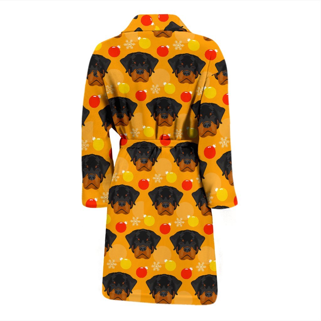 Dog Rottweiler Pattern Print Men Long Robe-grizzshop