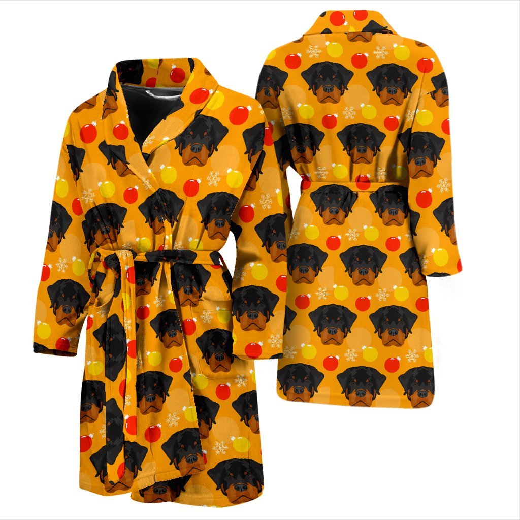 Dog Rottweiler Pattern Print Men Long Robe-grizzshop