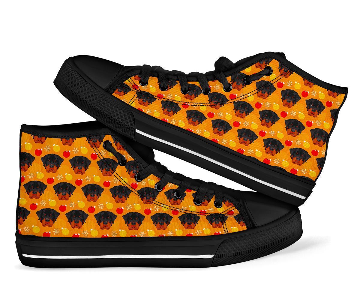 Dog Rottweiler Pattern Print Men Women's High Top Shoes-grizzshop