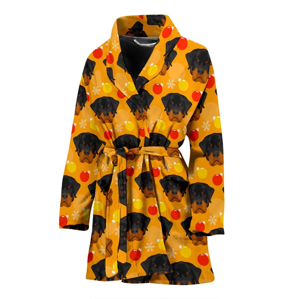 Dog Rottweiler Pattern Print Women Long Robe-grizzshop