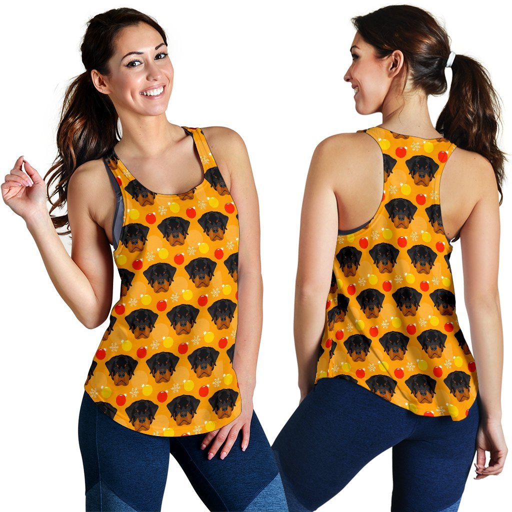 Dog Rottweiler Pattern Print Women's Racerback Tank Tops-grizzshop