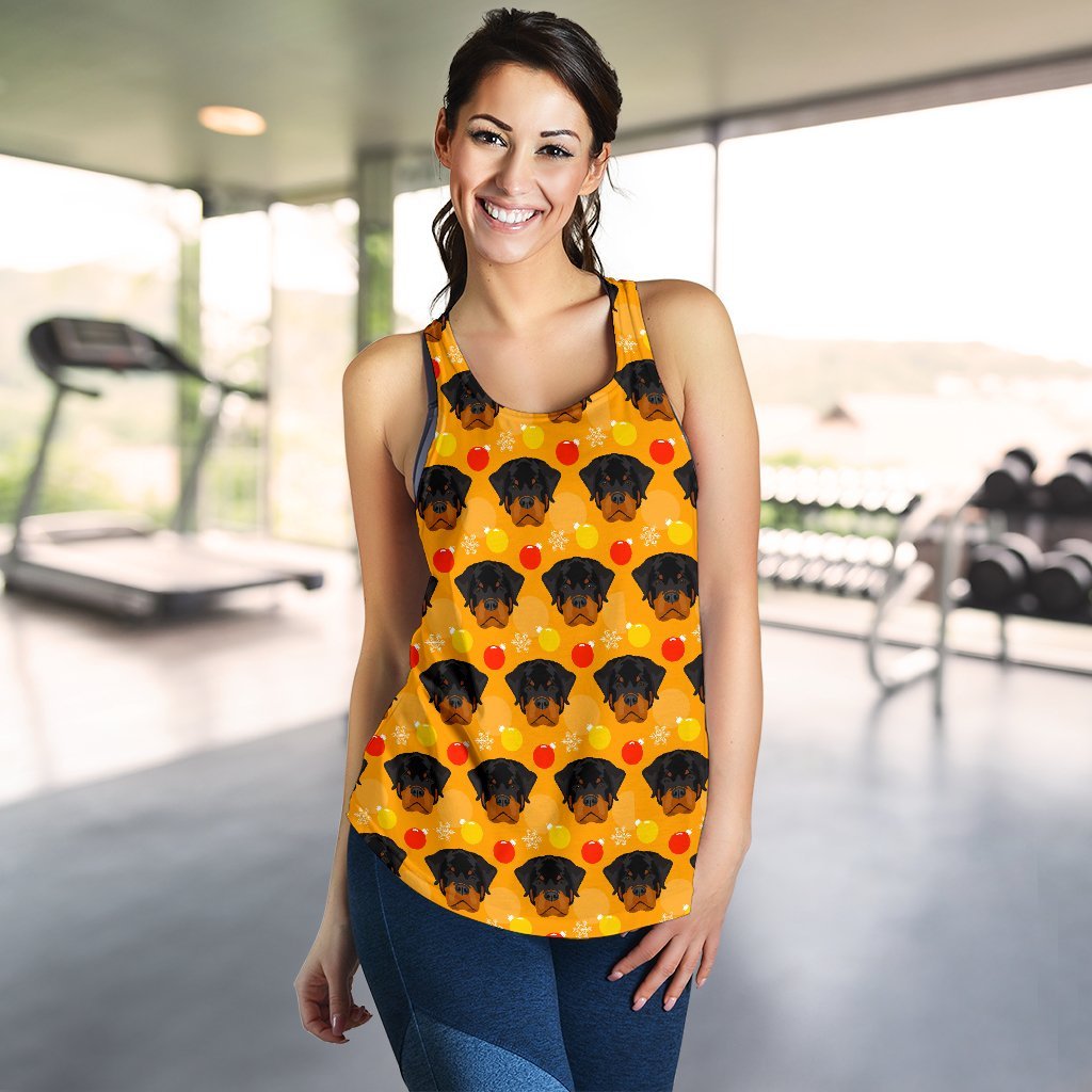 Dog Rottweiler Pattern Print Women's Racerback Tank Tops-grizzshop