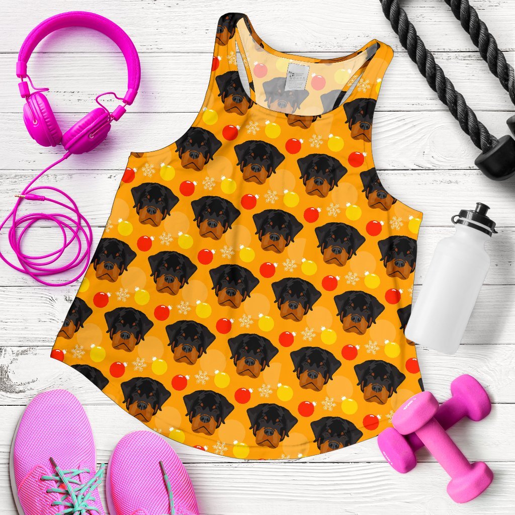 Dog Rottweiler Pattern Print Women's Racerback Tank Tops-grizzshop