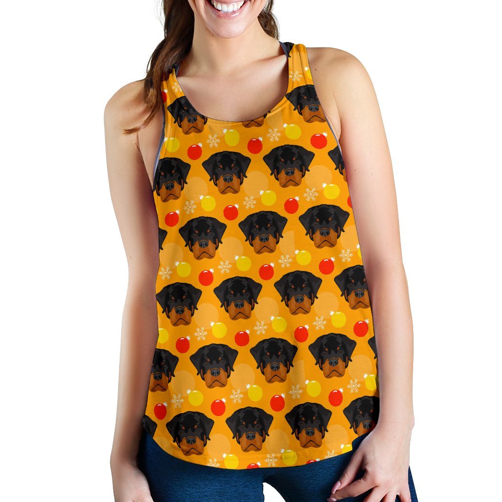 Dog Rottweiler Pattern Print Women's Racerback Tank Tops-grizzshop
