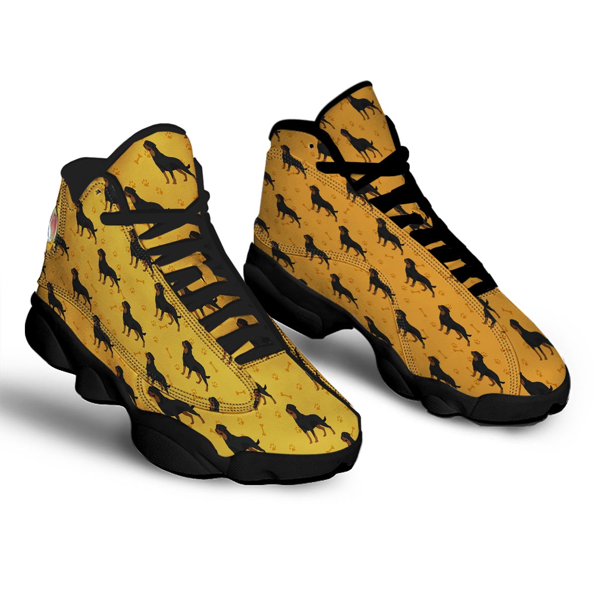 Dog Rottweiler Print Pattern Black Basketball Shoes-grizzshop