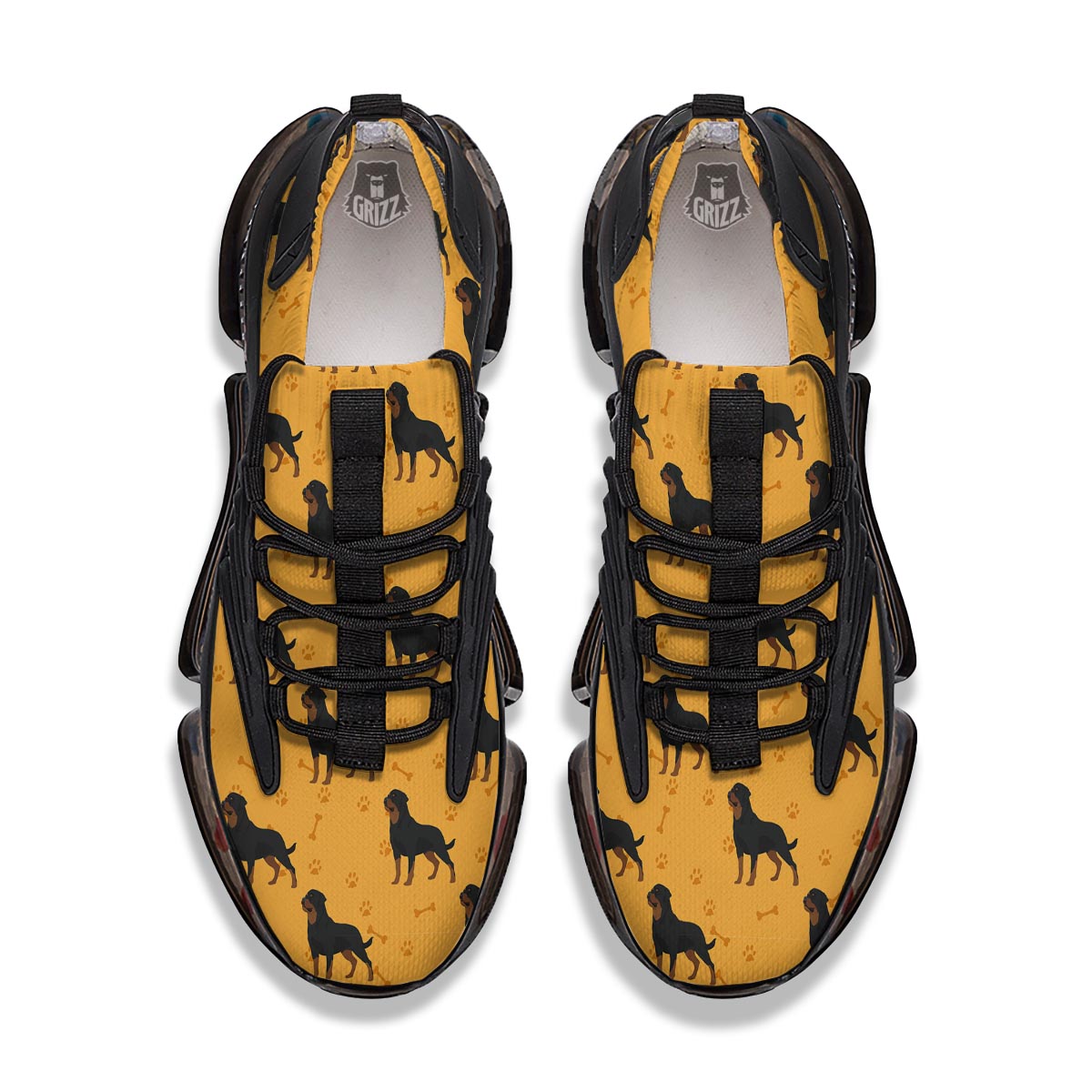 Dog Rottweiler Print Pattern Black Gym Shoes-grizzshop