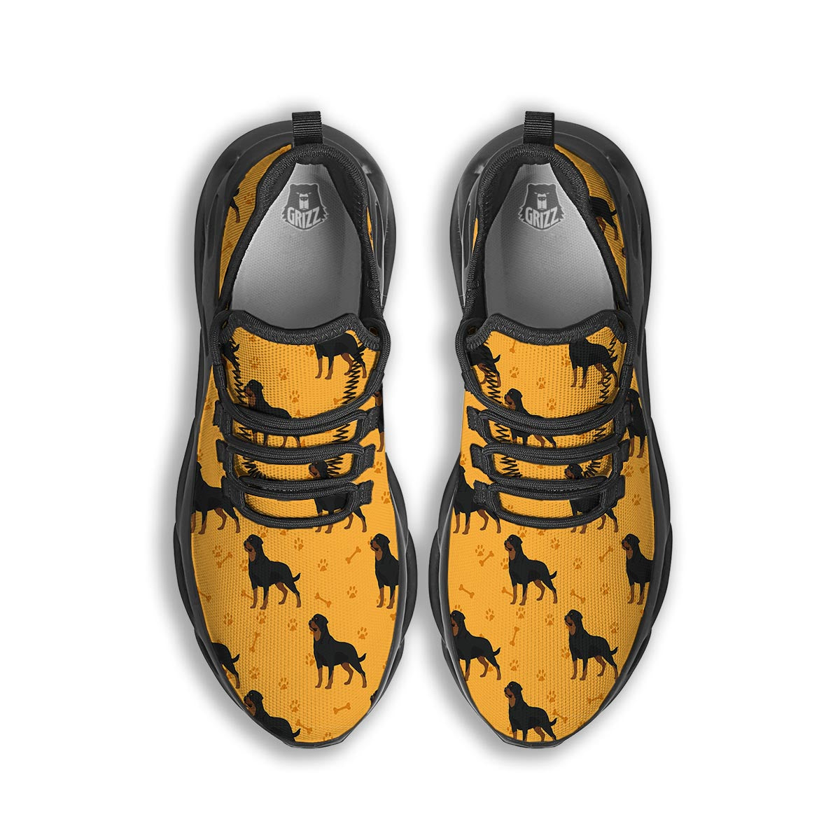 Dog Rottweiler Print Pattern Black Running Shoes-grizzshop