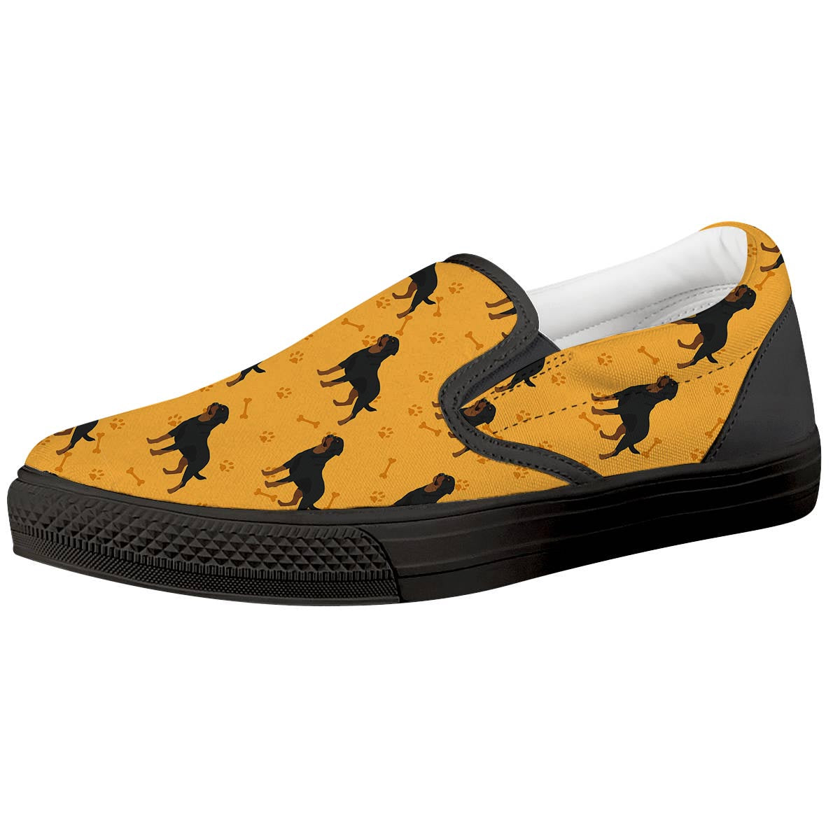 Dog Rottweiler Print Pattern Black Slip On Shoes-grizzshop