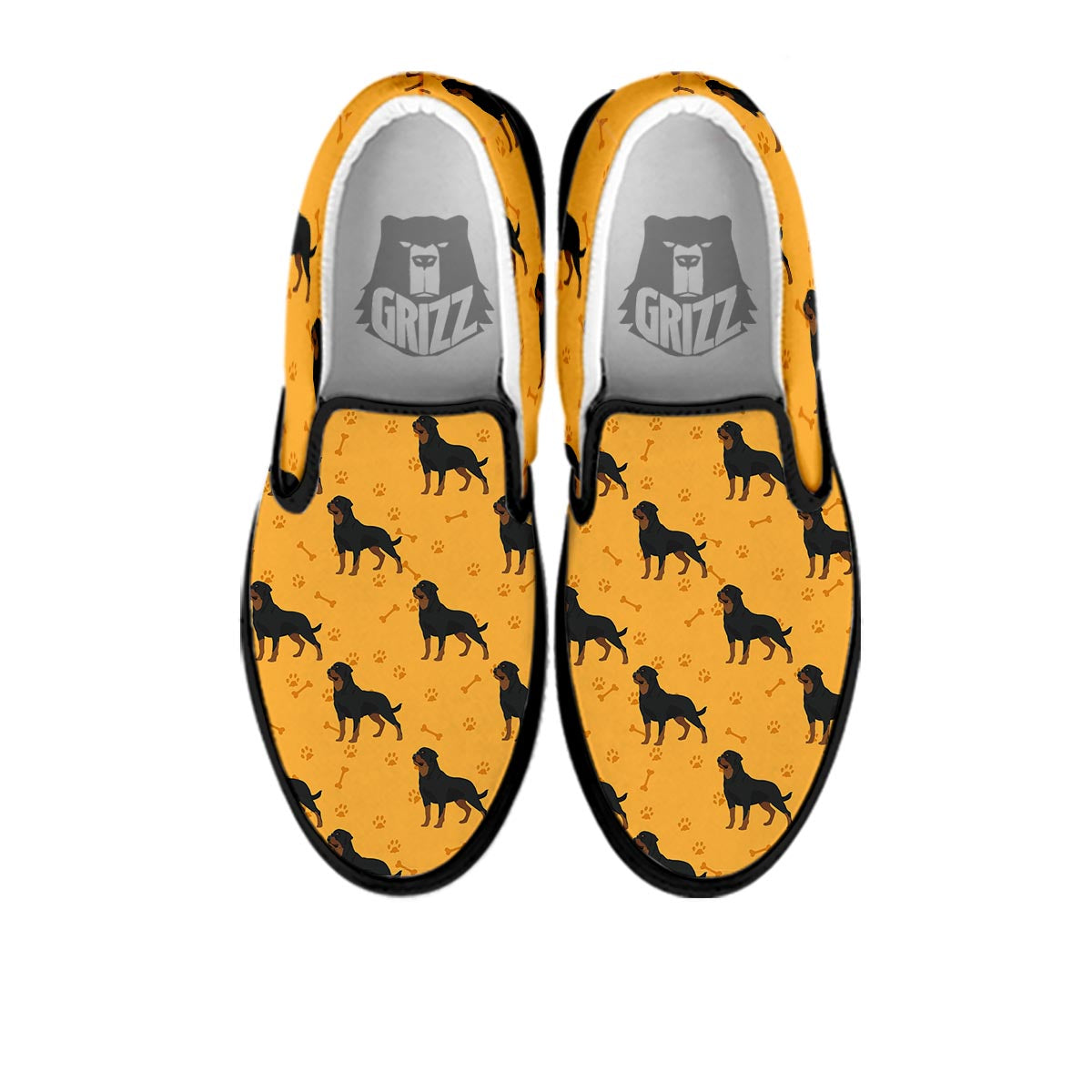 Dog Rottweiler Print Pattern Black Slip On Shoes-grizzshop
