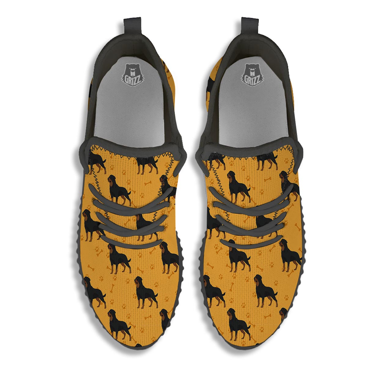 Dog Rottweiler Print Pattern Black Walking Shoes-grizzshop