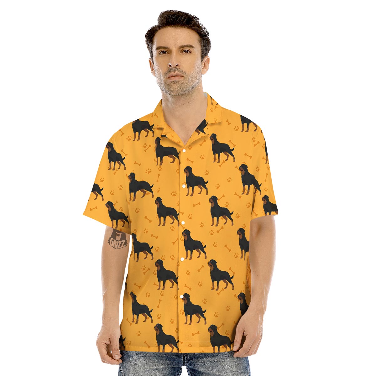Dog Rottweiler Print Pattern Men's Hawaiian Shirt-grizzshop