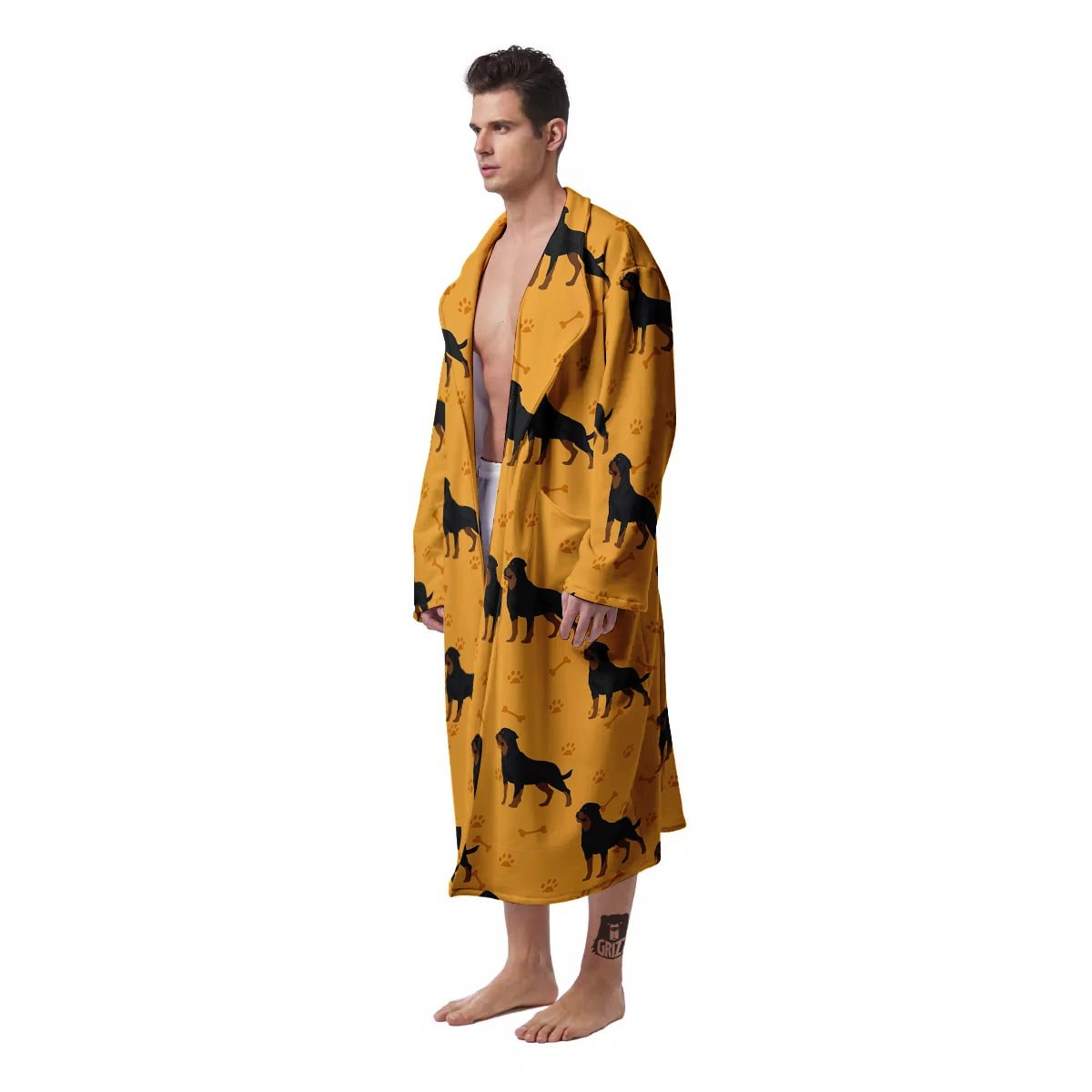 Dog Rottweiler Print Pattern Men's Robe-grizzshop